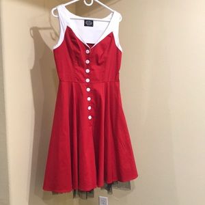 Red Sleeveless Button-Front Dress